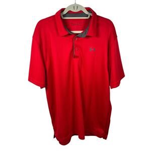 Under Armour Polo Shirt Mens XLT Red HeatGear Golf Athletic Performance Shirt